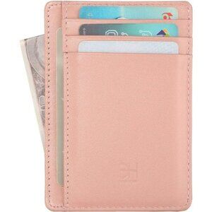 Slim RFID Wallet for Women Leather Minimalist Card Holder Front Pocket Purse